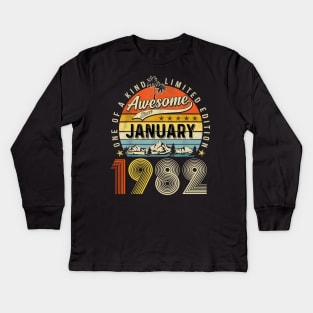 Awesome Since January 1982 Vintage 41st Birthday Kids Long Sleeve T-Shirt